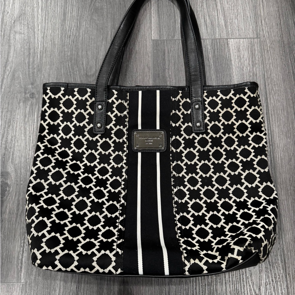 Tommy Hilfiger Black and White Geometric Tote